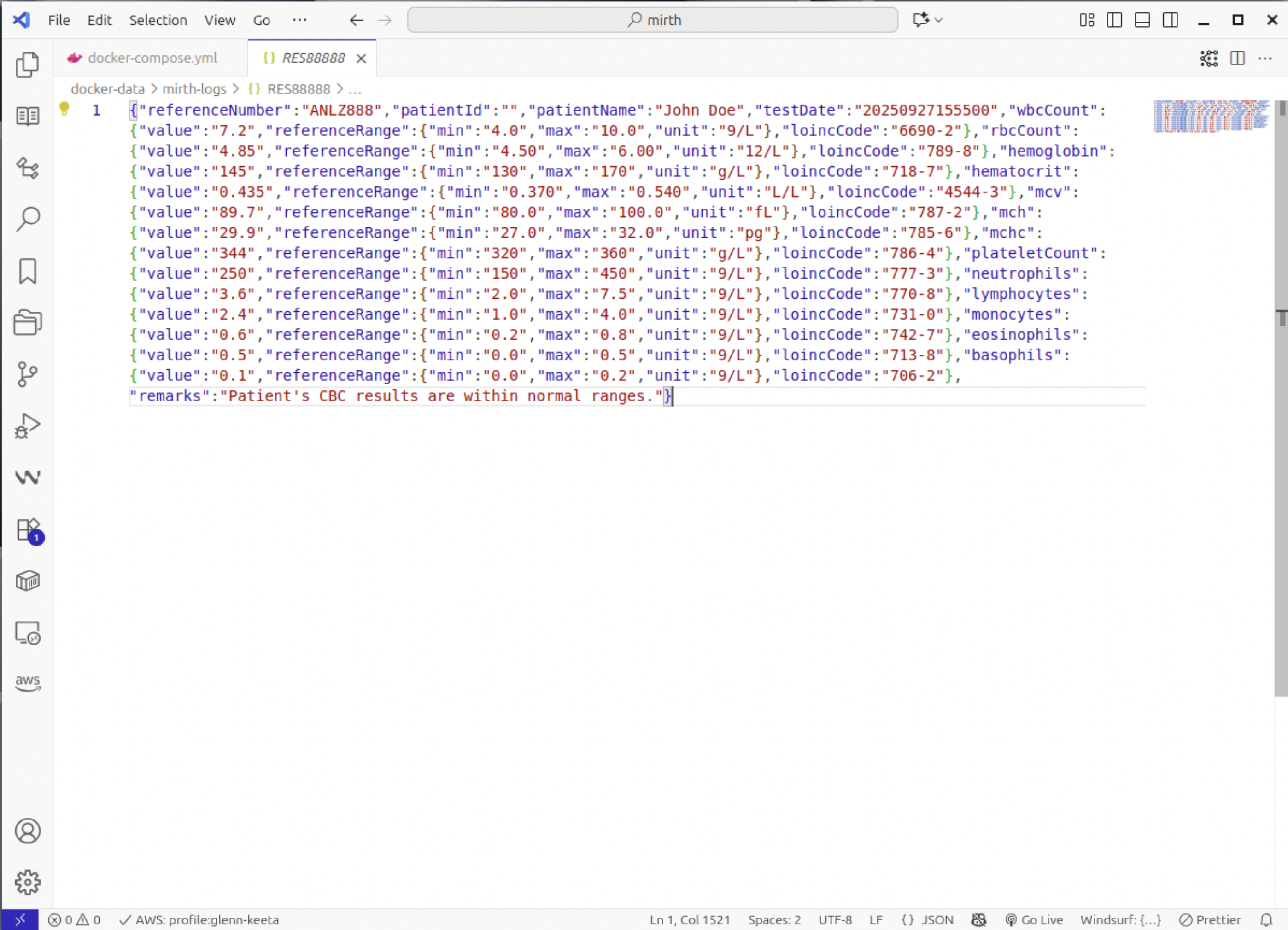 Screenshot of Mirth Connect Administrator showing Configure Destination Connector (File Writer)